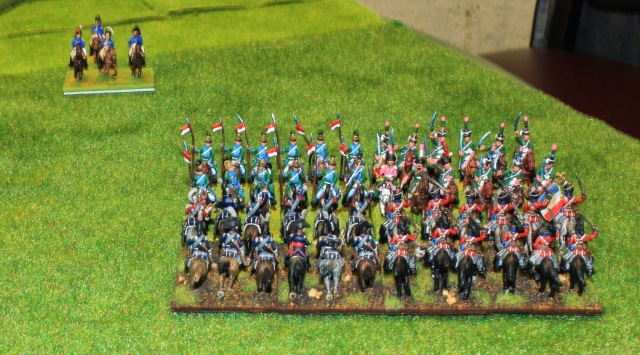 Belgian and British heavy cavalry clash with the French light brigade on the French left.