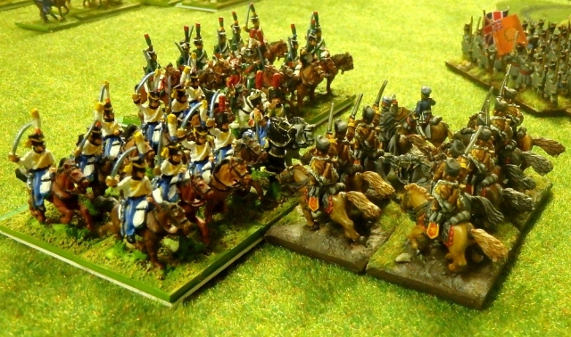 French and Prussian cavalry clash on the hard pressed allied left.